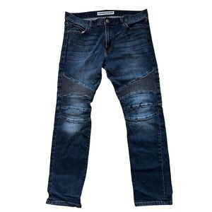 EXPRESS MEN Rocco Slim Fit Skinny Leg Moto Jeans Dark Wash Size 34x32